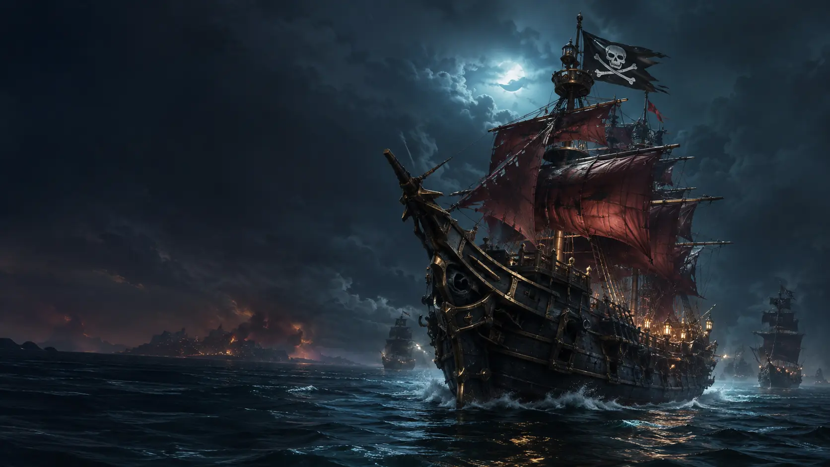 A Pirate Season fleet sails through a storm